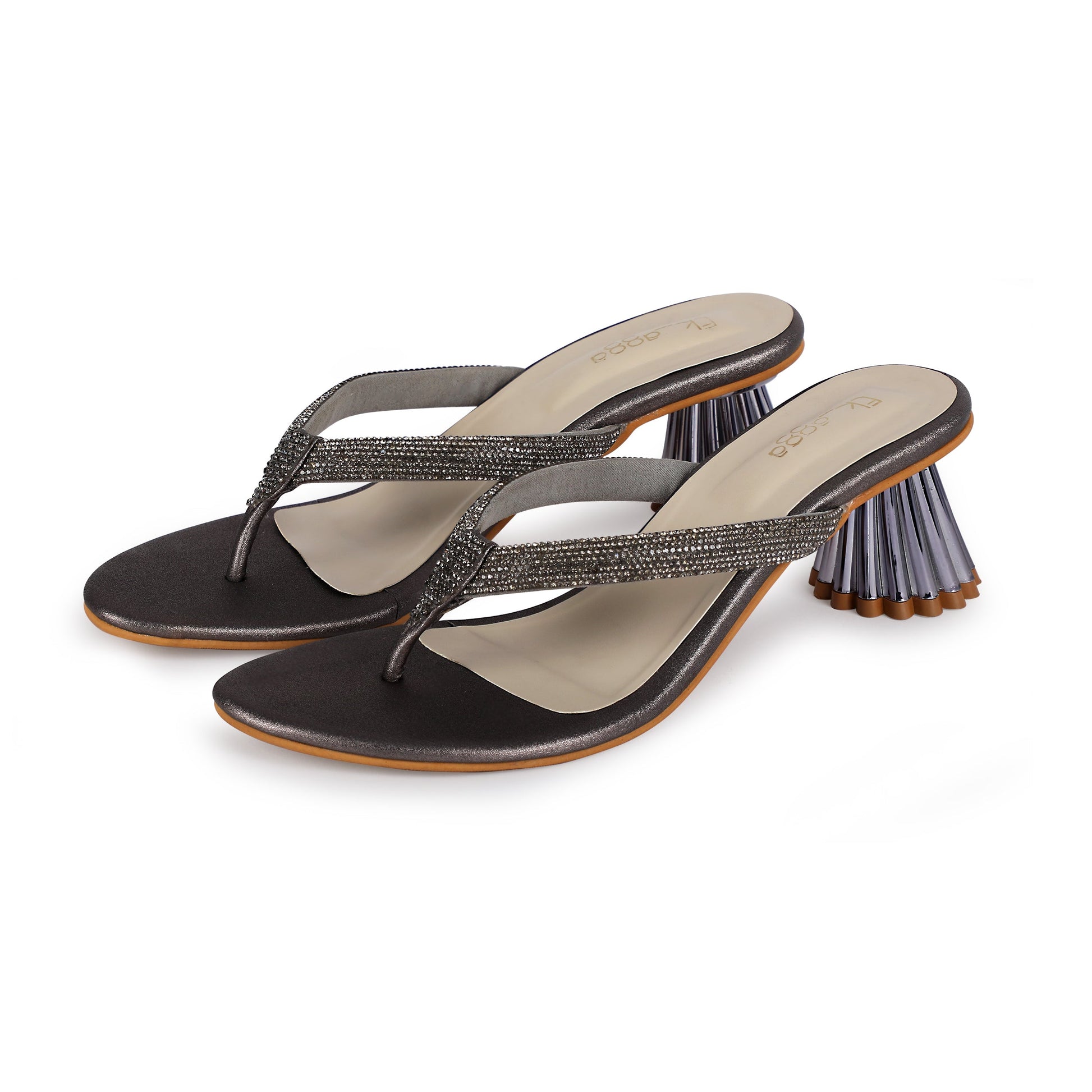 Grey Diamond Strap Heels by Ek Agga with heels at Kamakhyaa for sustainable fashion