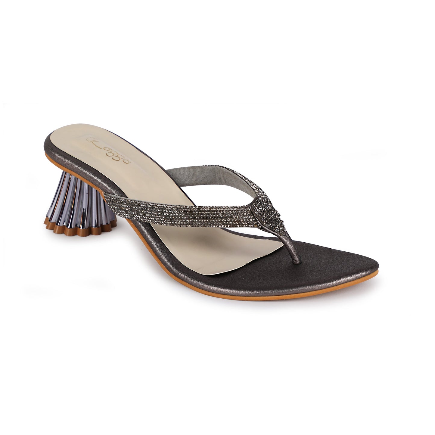 Grey Diamond Strap Heels by Ek Agga with heels at Kamakhyaa for sustainable fashion