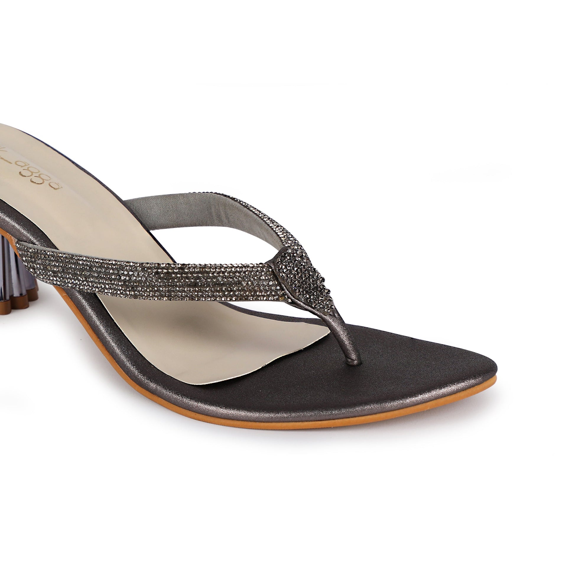 Grey Diamond Strap Heels by Ek Agga with heels at Kamakhyaa for sustainable fashion