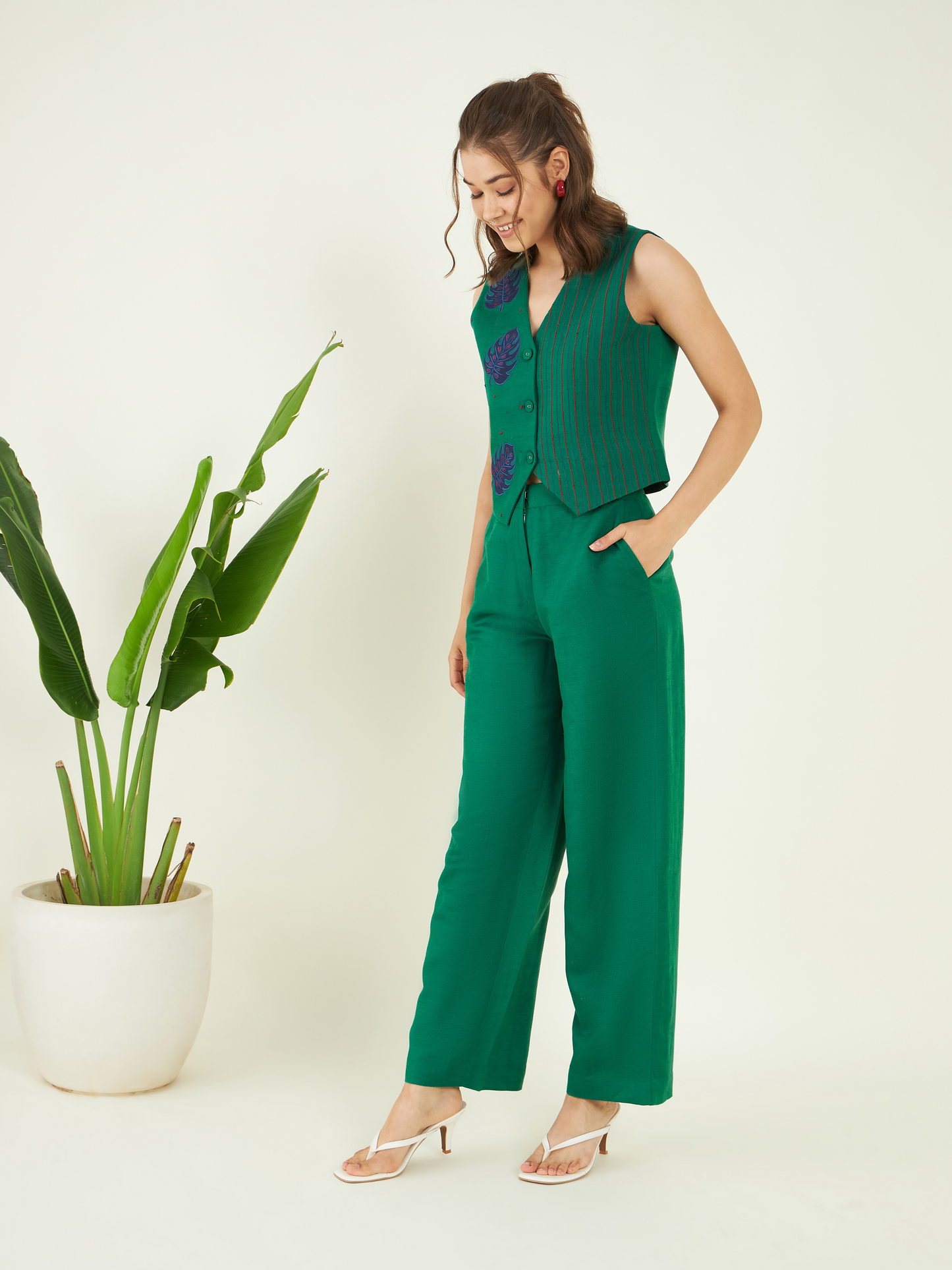 Forest Green Co-ord Set by Bohobi with at Kamakhyaa for sustainable fashion