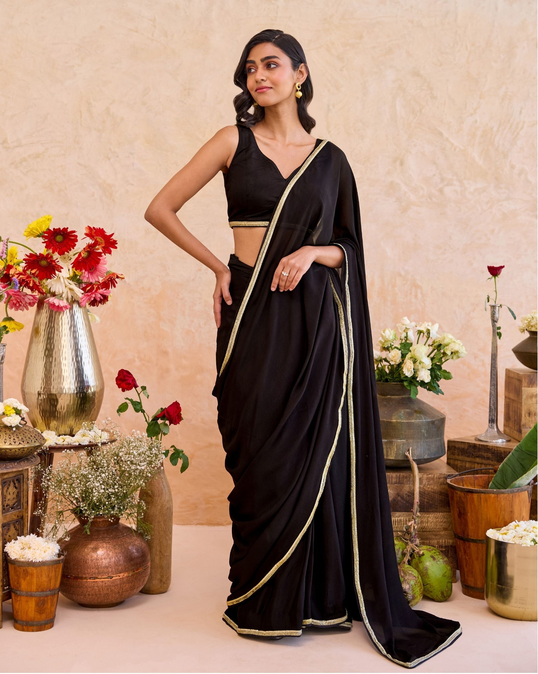 Siyahi Saree by Taro with Saundh by Taro at Kamakhyaa India for sustainable fashion