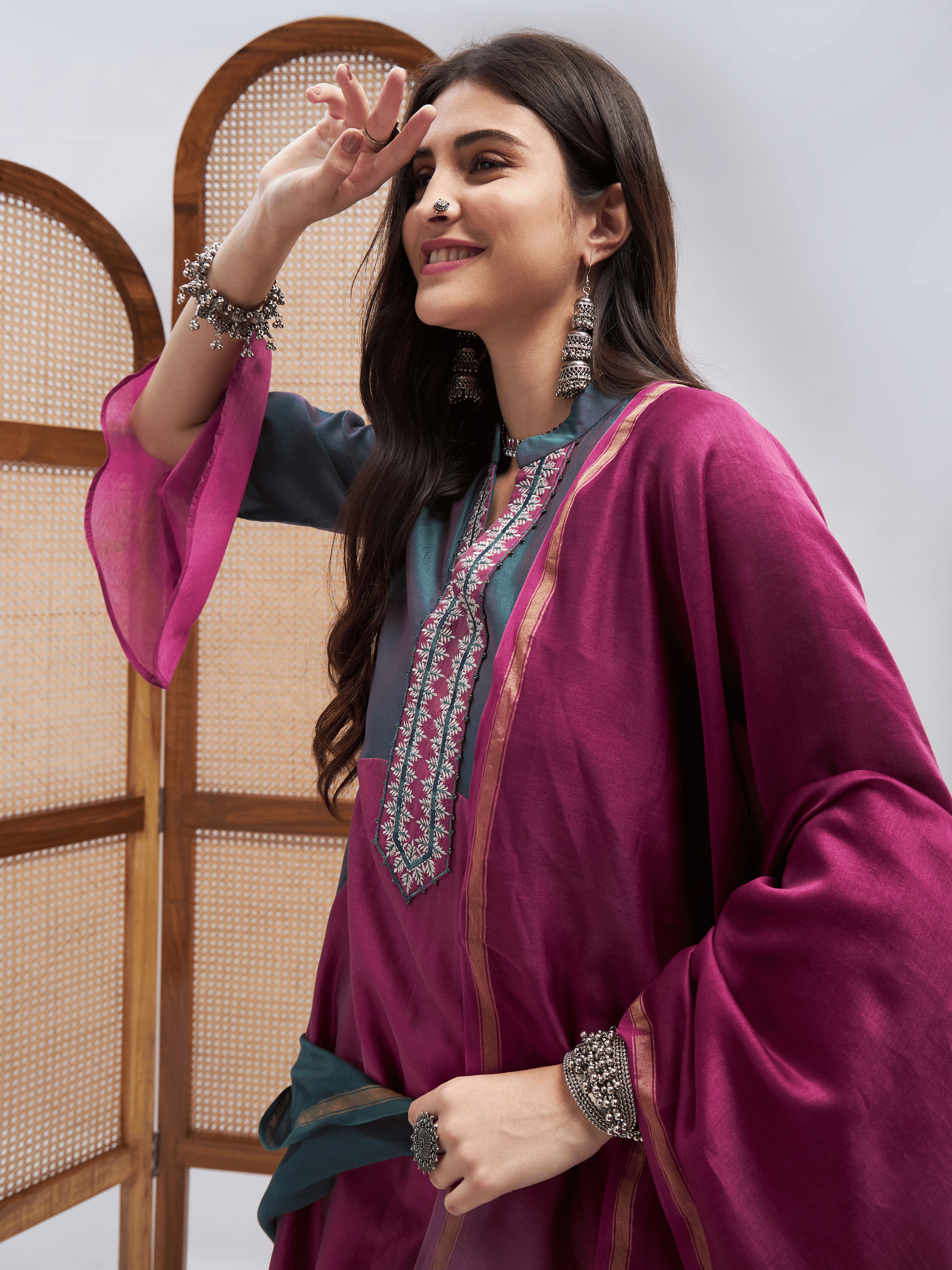 Aftab Kurta Set by RoohbyRidhimaa with Large, Medium, Small, X-Large, X-Small at Kamakhyaa for sustainable fashion