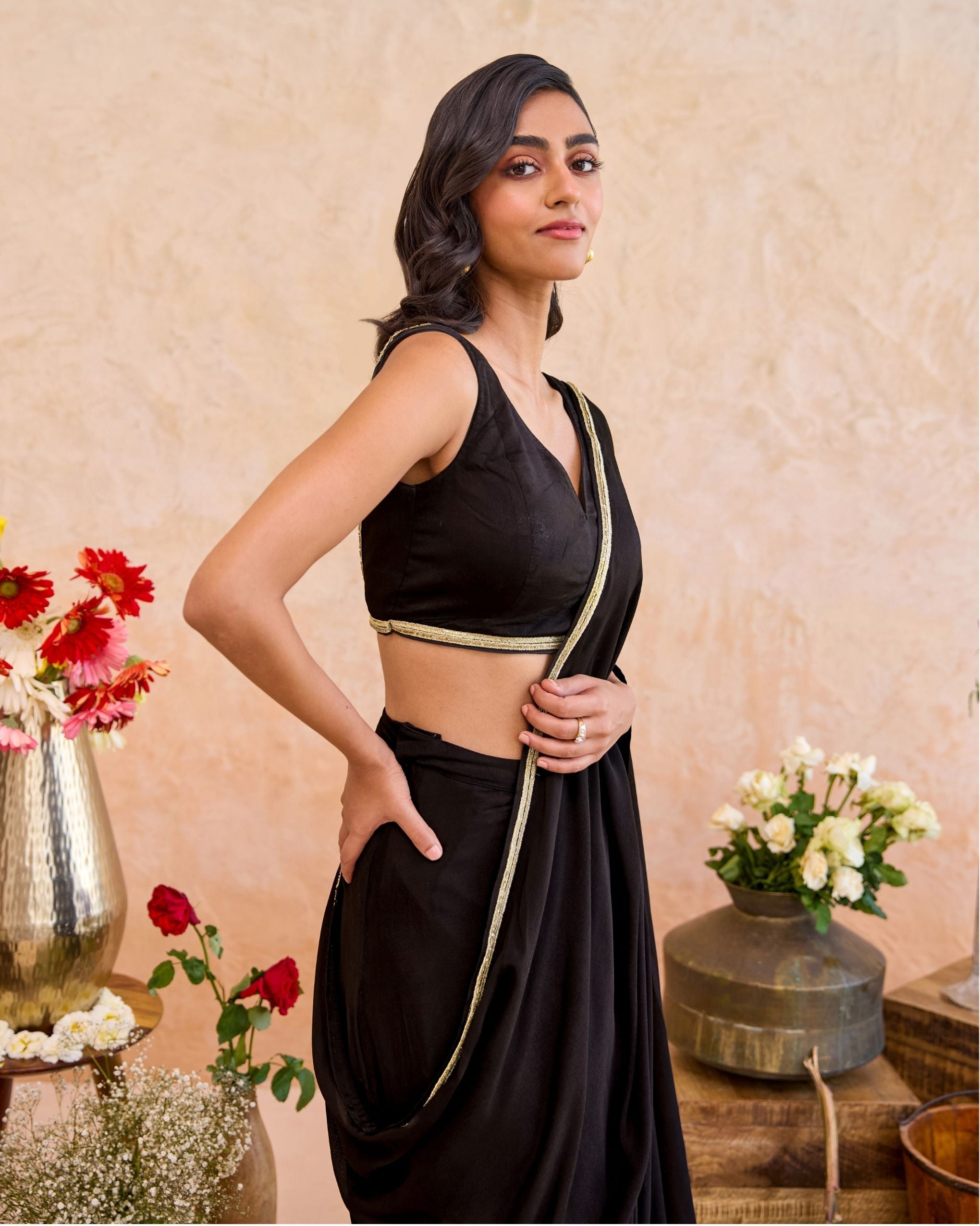 Siyahi Saree by Taro with Saundh by Taro at Kamakhyaa India for sustainable fashion