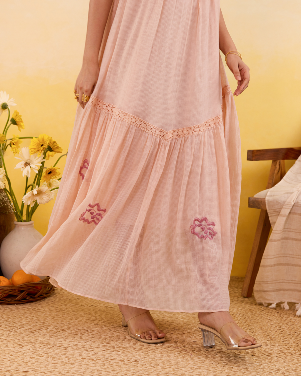 Apricot Bloom Dress by Taro India with at Kamakhyaa for sustainable fashion