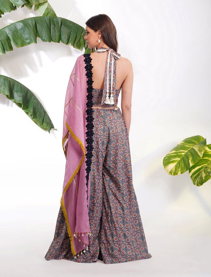 TIE-DYE PRINTED SHARARA SET by devyanimehrotra.com with at Kamakhyaa for sustainable fashion