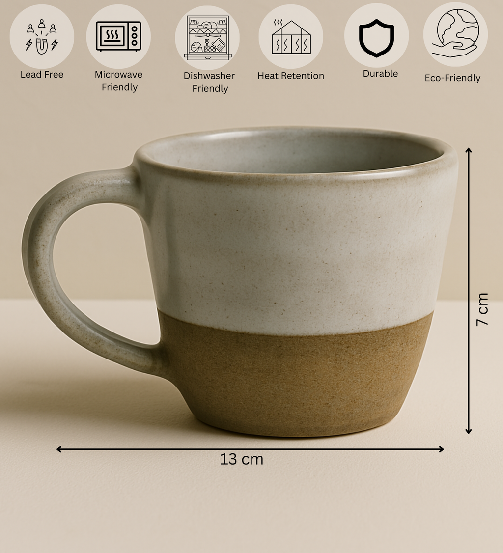 Nordic Claystone Ceramic Cup – Matte Glaze with Natural Sandstone Base by Aetherea World with at Kamakhyaa for sustainable fashion