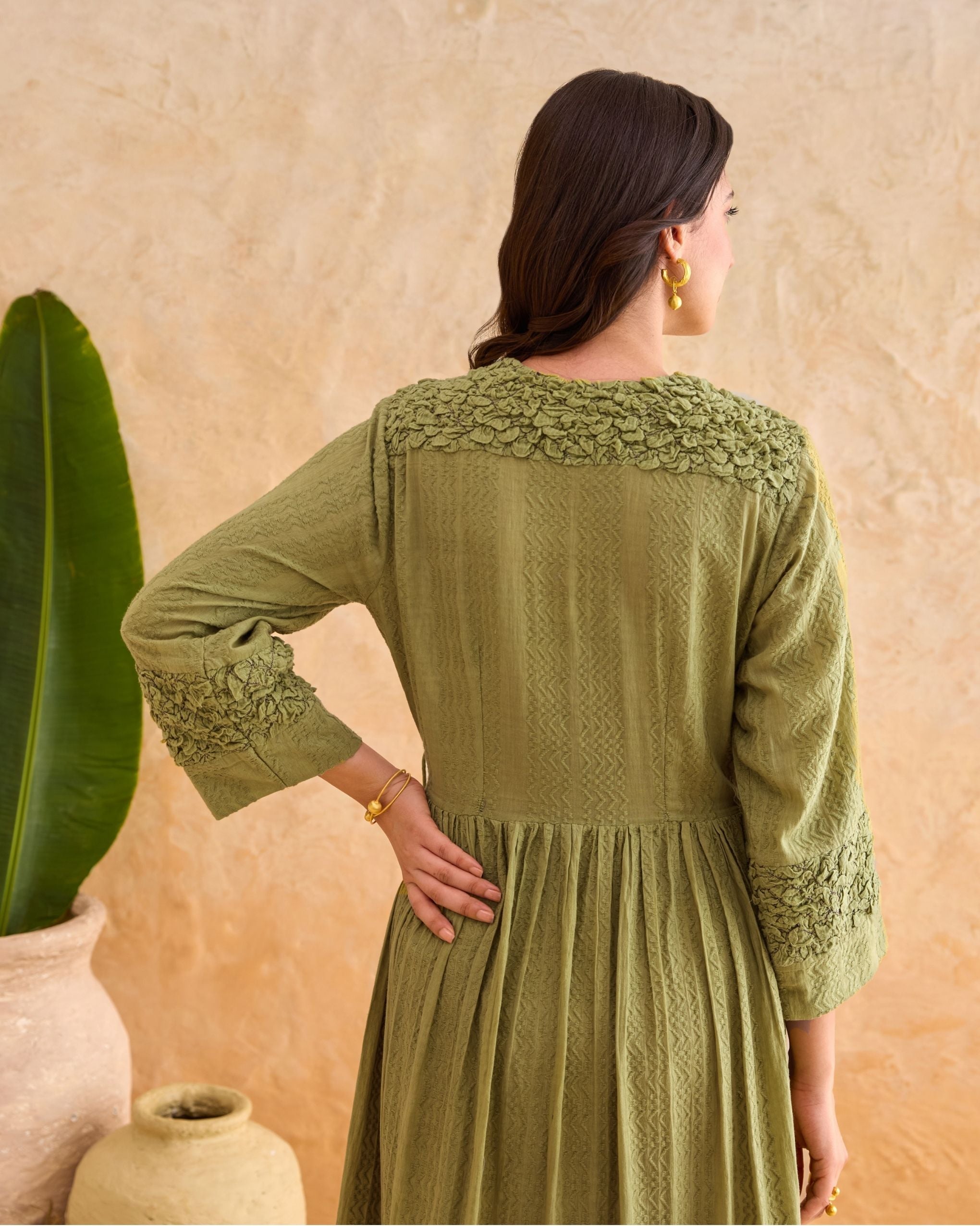 Olive Fern Dress by Taro India with at Kamakhyaa for sustainable fashion