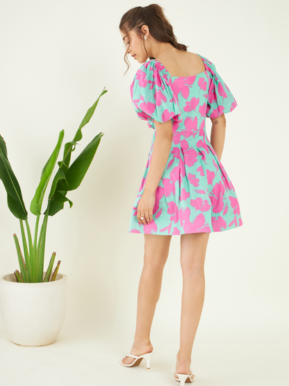 Printed Cut Out Dress by Bohobi with at Kamakhyaa for sustainable fashion