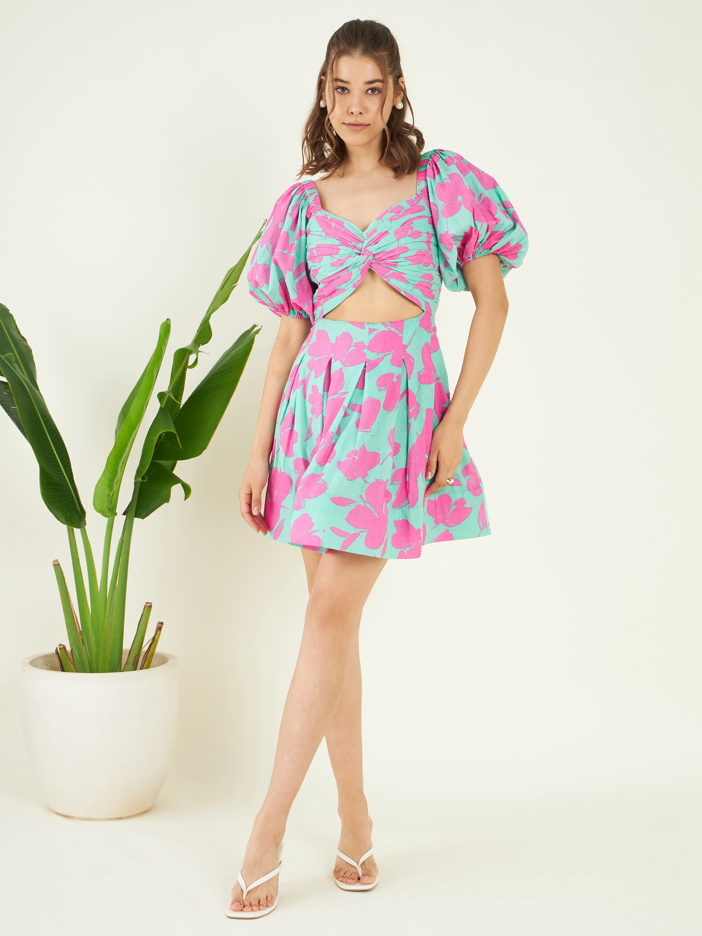 Printed Cut Out Dress by Bohobi with at Kamakhyaa for sustainable fashion