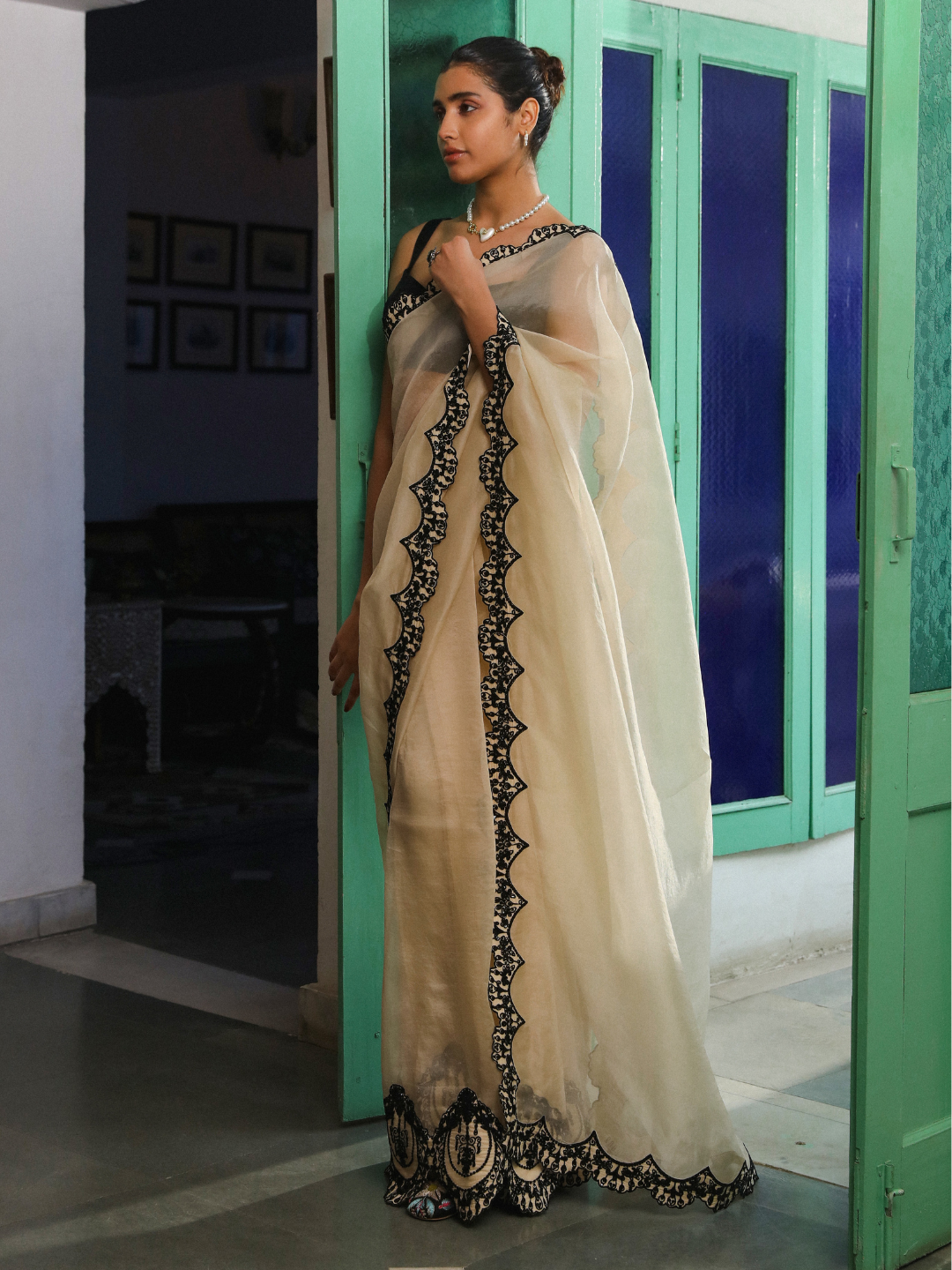 Pasbaan Saree Set by RoohbyRidhimaa with Large, Medium, Small, X-Large, X-Small at Kamakhyaa for sustainable fashion