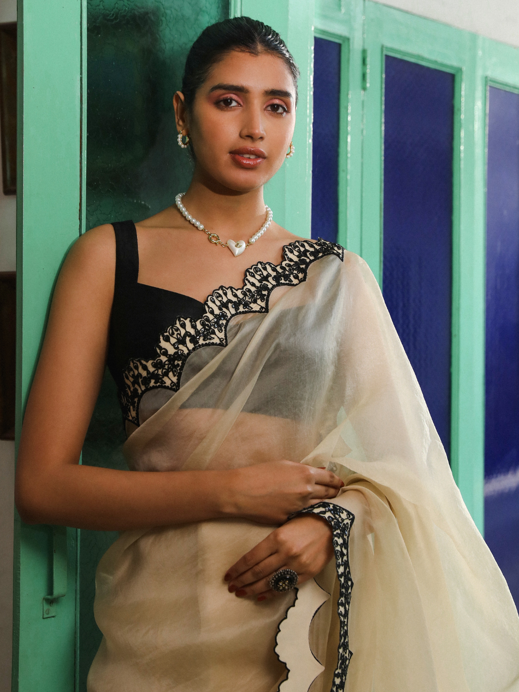 Pasbaan Saree Set by RoohbyRidhimaa with Large, Medium, Small, X-Large, X-Small at Kamakhyaa for sustainable fashion