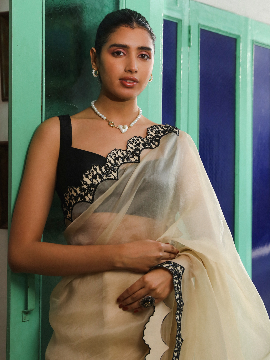 Pasbaan Saree Set by RoohbyRidhimaa with Large, Medium, Small, X-Large, X-Small at Kamakhyaa for sustainable fashion