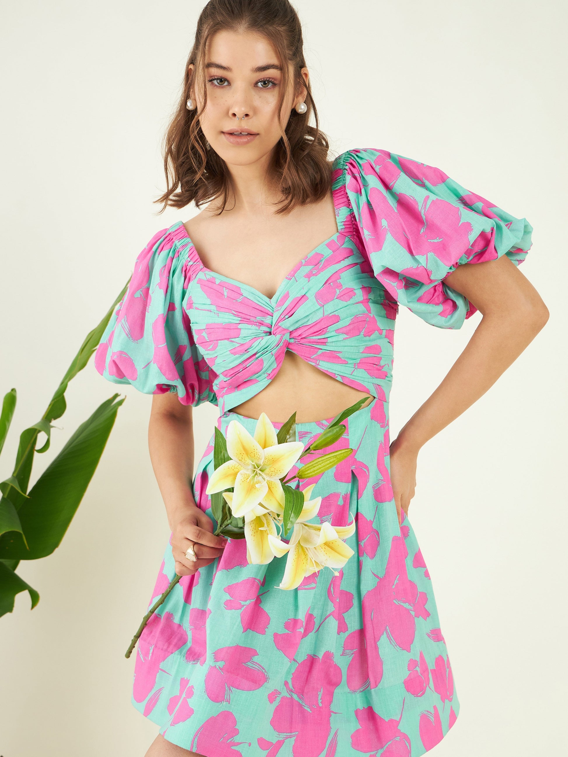 Printed Cut Out Dress by Bohobi with at Kamakhyaa for sustainable fashion