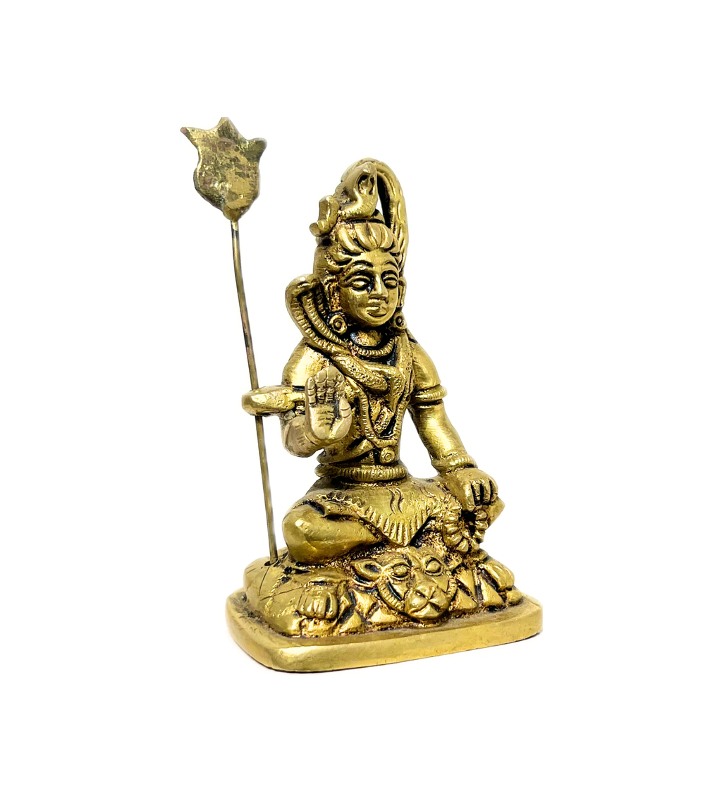 Brass Shiv Ji with Trishul Idol – 100% Pure Brass by Aetherea World with God at Kamakhyaa for sustainable fashion