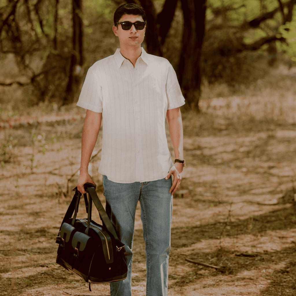 Ajax Vegan Leather Duffle Bag - Black by Green Hermitage with SS25 at Kamakhyaa for sustainable fashion