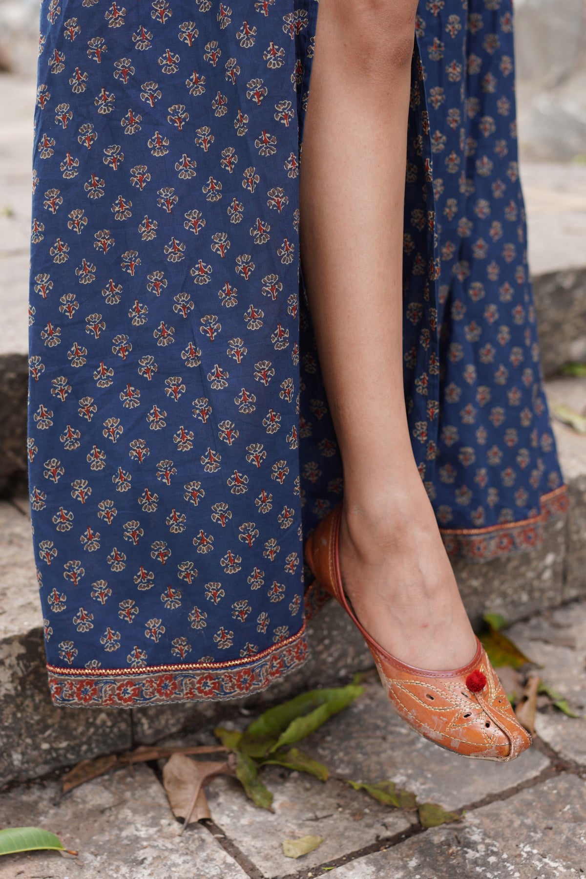 Blue Butta Printed Lehenga with Red Dupatta by Hasttvam with Blue, Console Collection List, Cotton, Festive Wear, Floral, Handmade by Artisans, Indian Wear by Hasttavam, Natural Dye, Navratri, Navratri Teens, Pinterest Page Visits Vanshika, Pinterest Top Pins Vanshika, Pinterest Top Saves Vanshika, Rang by Hasttvam, Relaxed Fit, Responsible production and Vegan at in.kamakhyaa.com for sustainable fashion