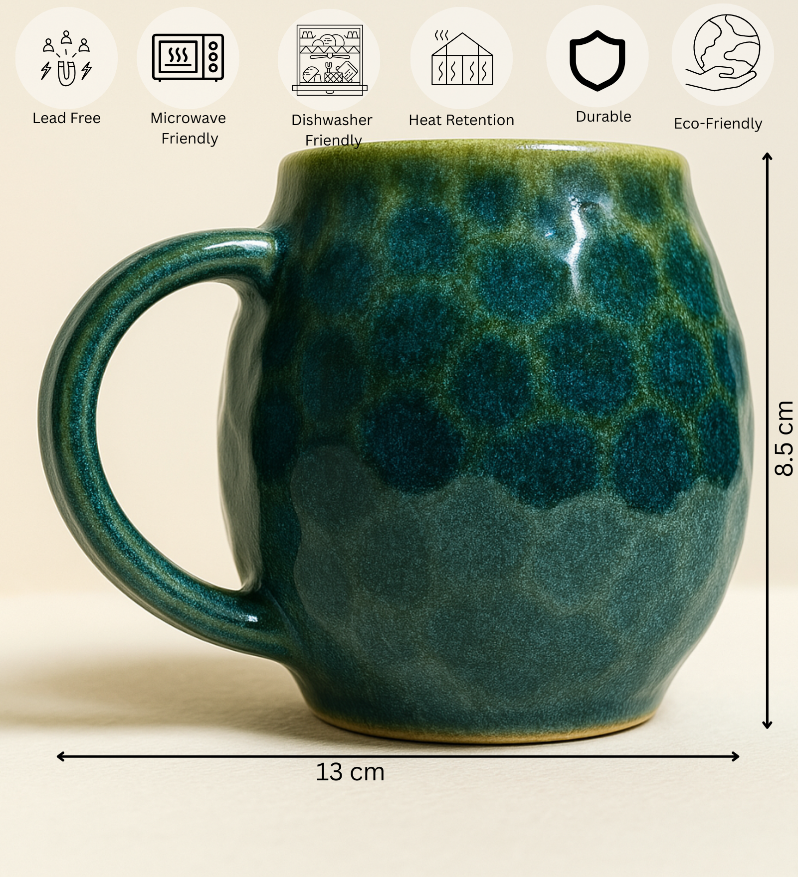Ocean Moss – Handcrafted Speckled Ceramic Mug by Aetherea World with at Kamakhyaa for sustainable fashion
