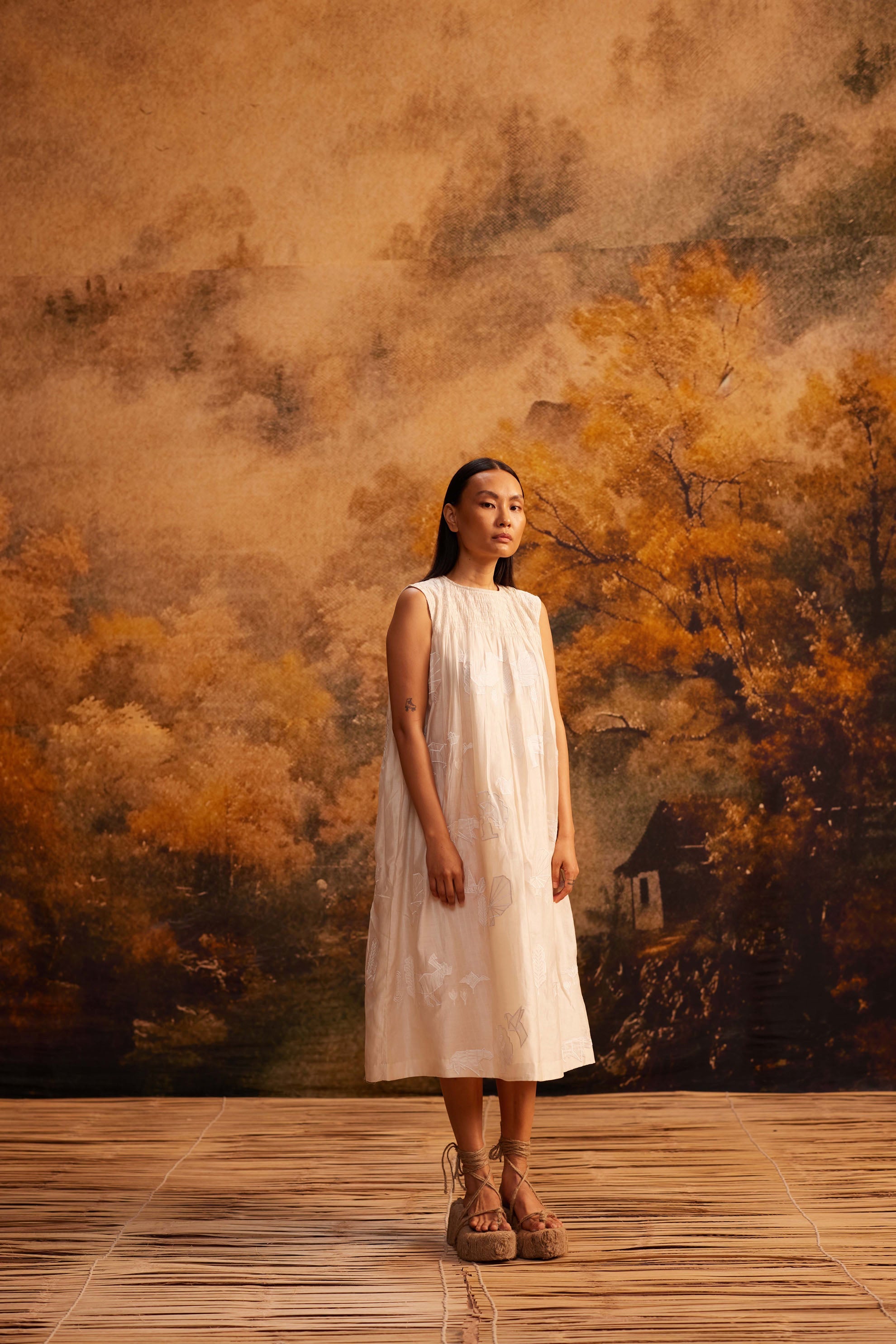 Tani-Ori Applique Ruching Dress by My Store with Dress at Kamakhyaa for sustainable fashion