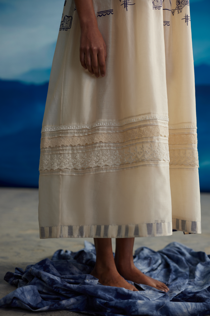 White Chanderi Quilted Dress by Ahmev with at Kamakhyaa for sustainable fashion