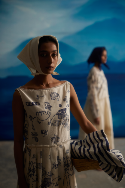 White Chanderi Pleated Dress With Lace by Ahmev with at Kamakhyaa for sustainable fashion