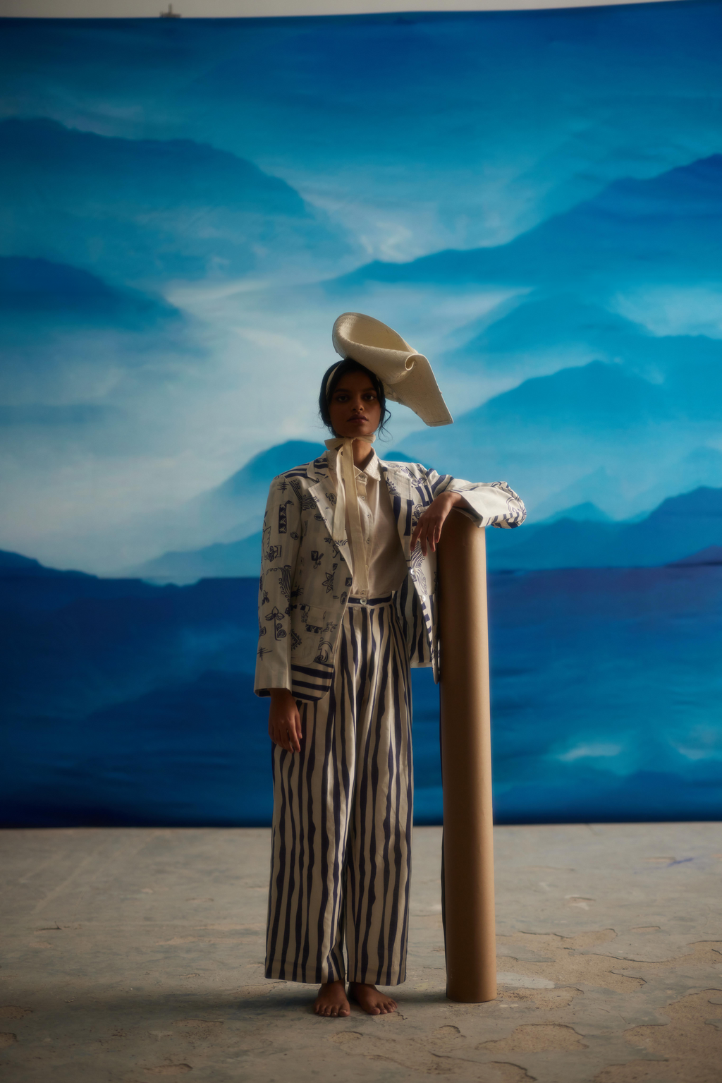 White Chanderi Patchwork Jacket by Ahmev with at Kamakhyaa for sustainable fashion