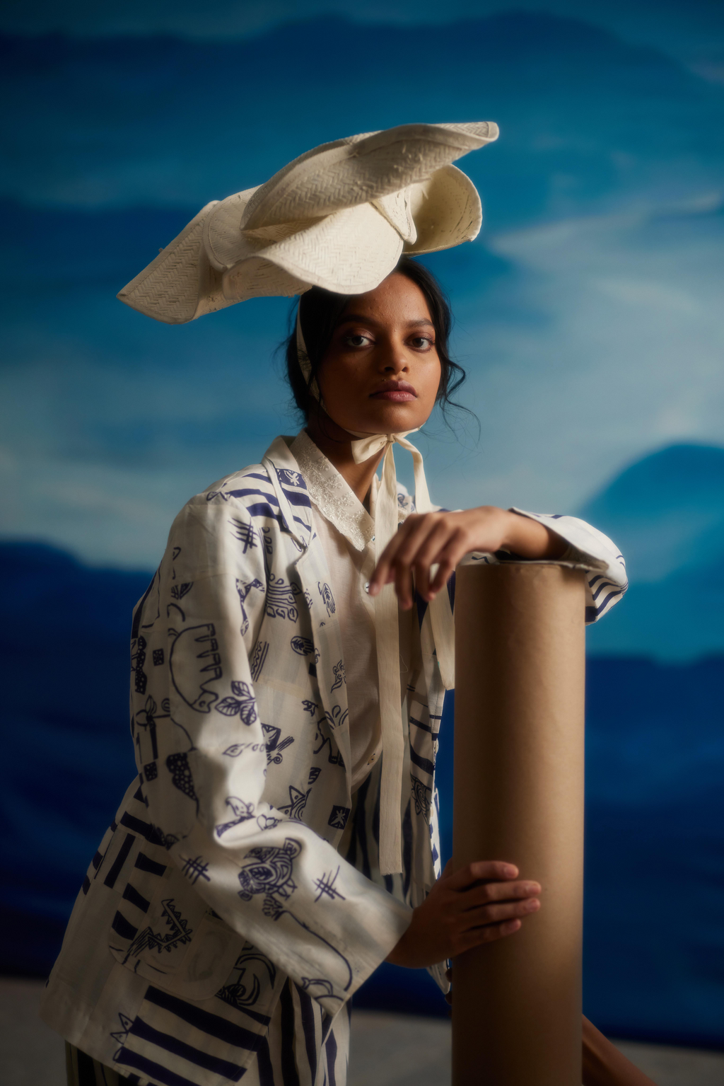 White Chanderi Patchwork Jacket by Ahmev with at Kamakhyaa for sustainable fashion