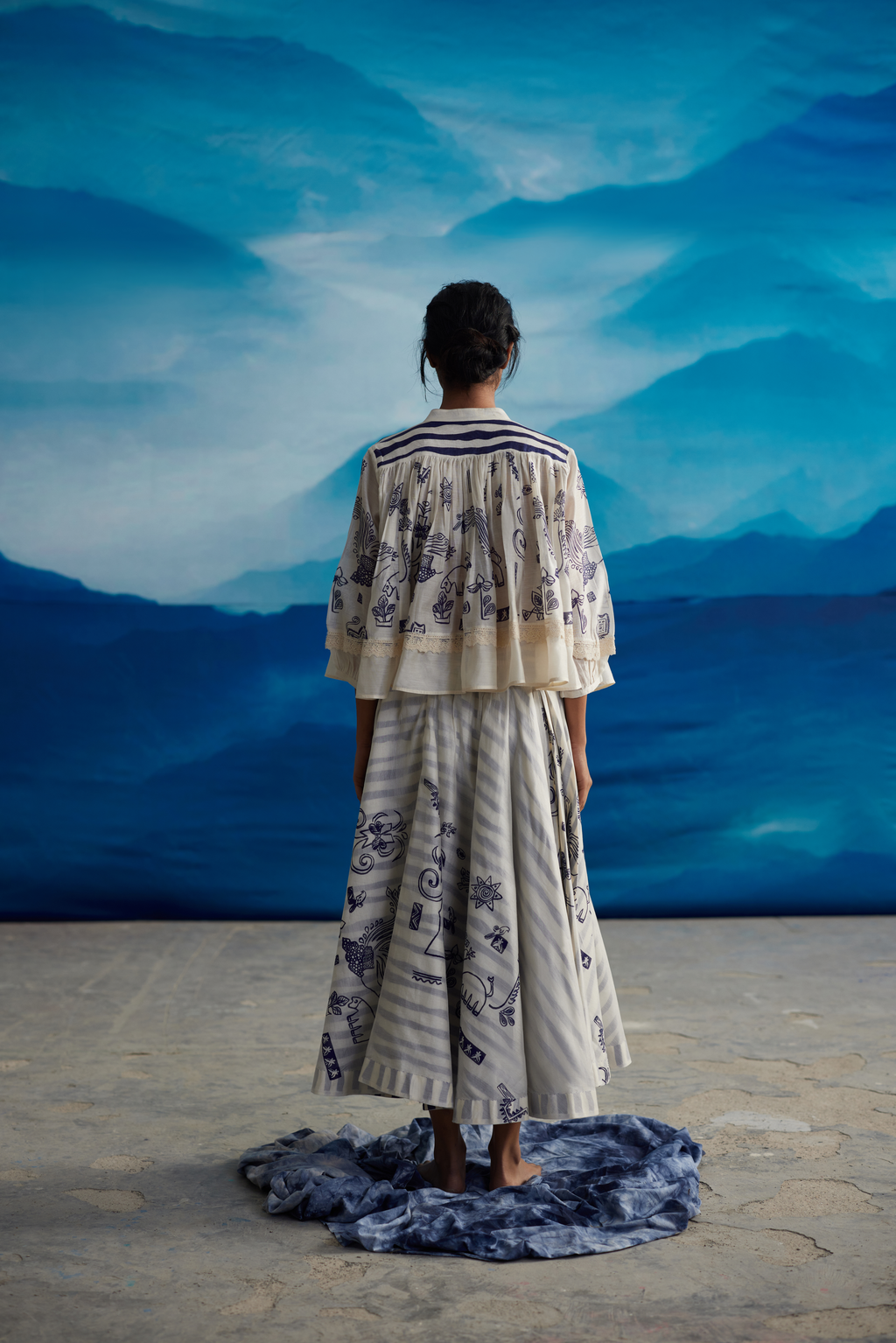 White Chanderi Shirt With Shoulder Down Gathers by Ahmev with Shirts at Kamakhyaa for sustainable fashion