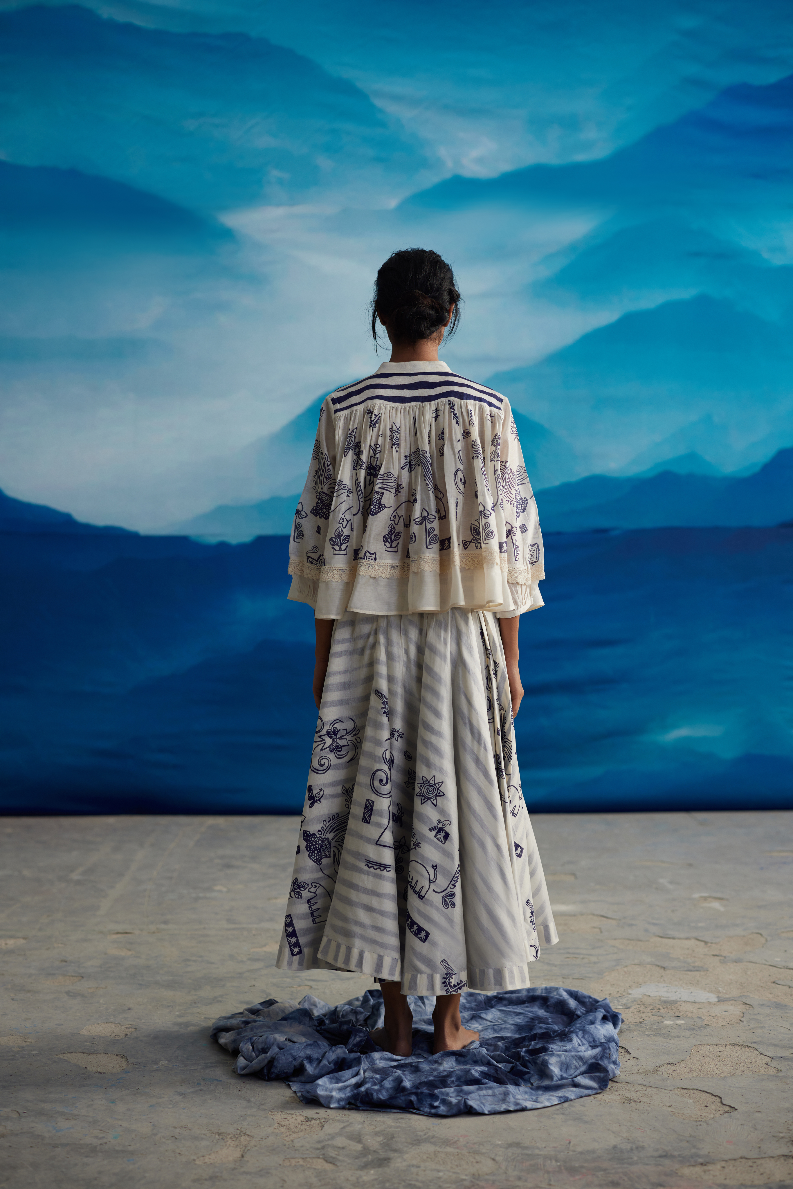 White Chanderi Shirt With Shoulder Down Gathers by Ahmev with Shirts at Kamakhyaa for sustainable fashion