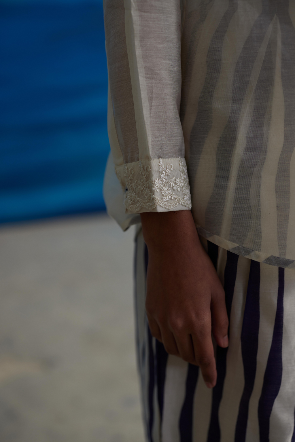 White Chanderi Solid Shirt With Lace by Ahmev with Shirts at Kamakhyaa for sustainable fashion