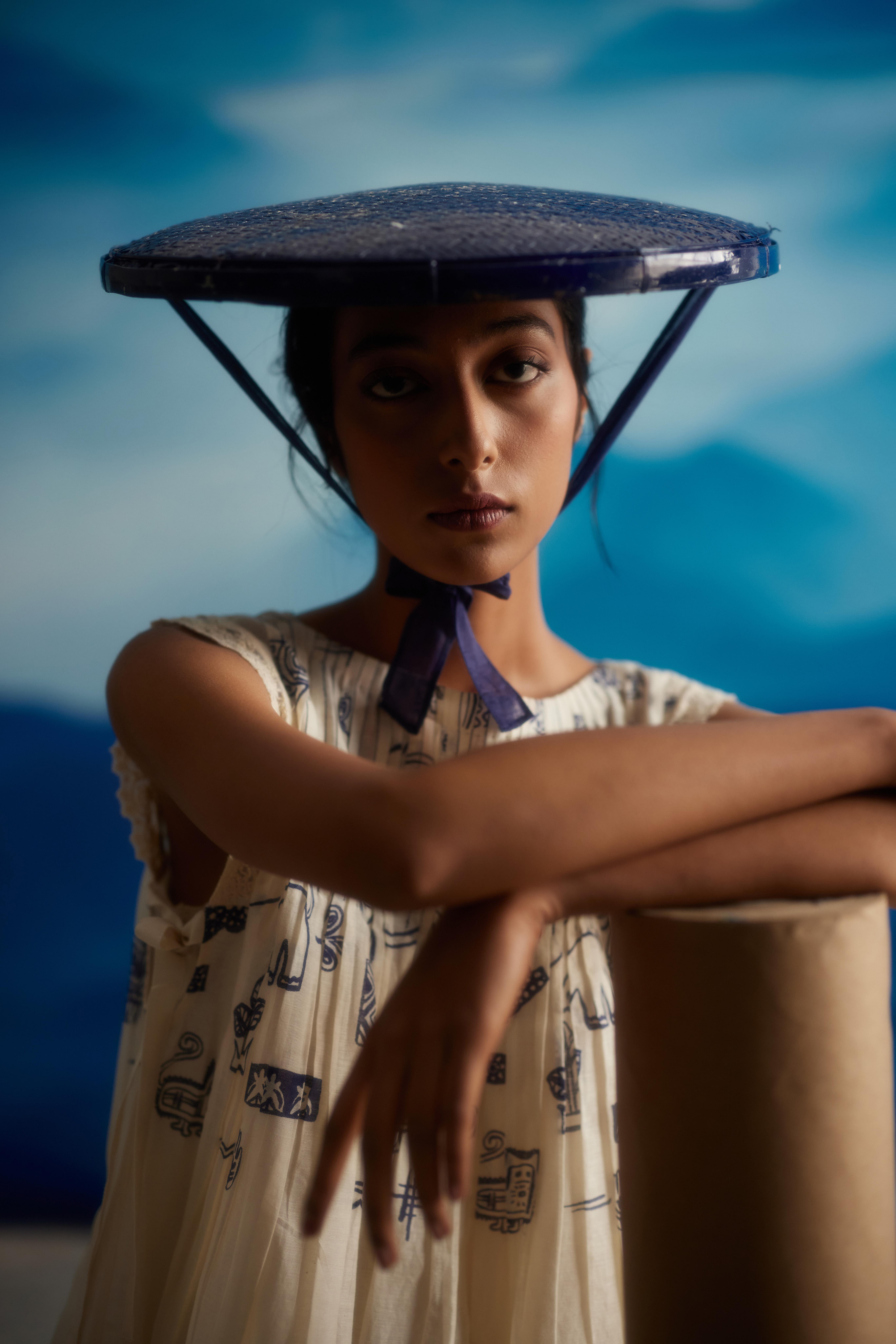 White Chanderi Pleated Dress With Bow Tie-Up by Ahmev with at Kamakhyaa for sustainable fashion