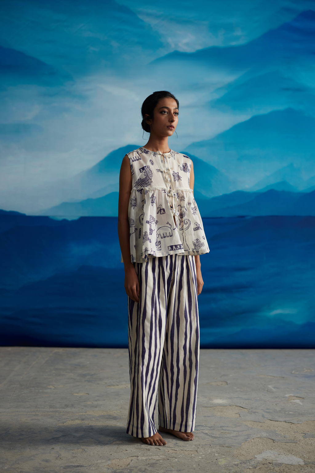 White Chanderi Tie-Up Blouse by Ahmev with Blouses at Kamakhyaa for sustainable fashion