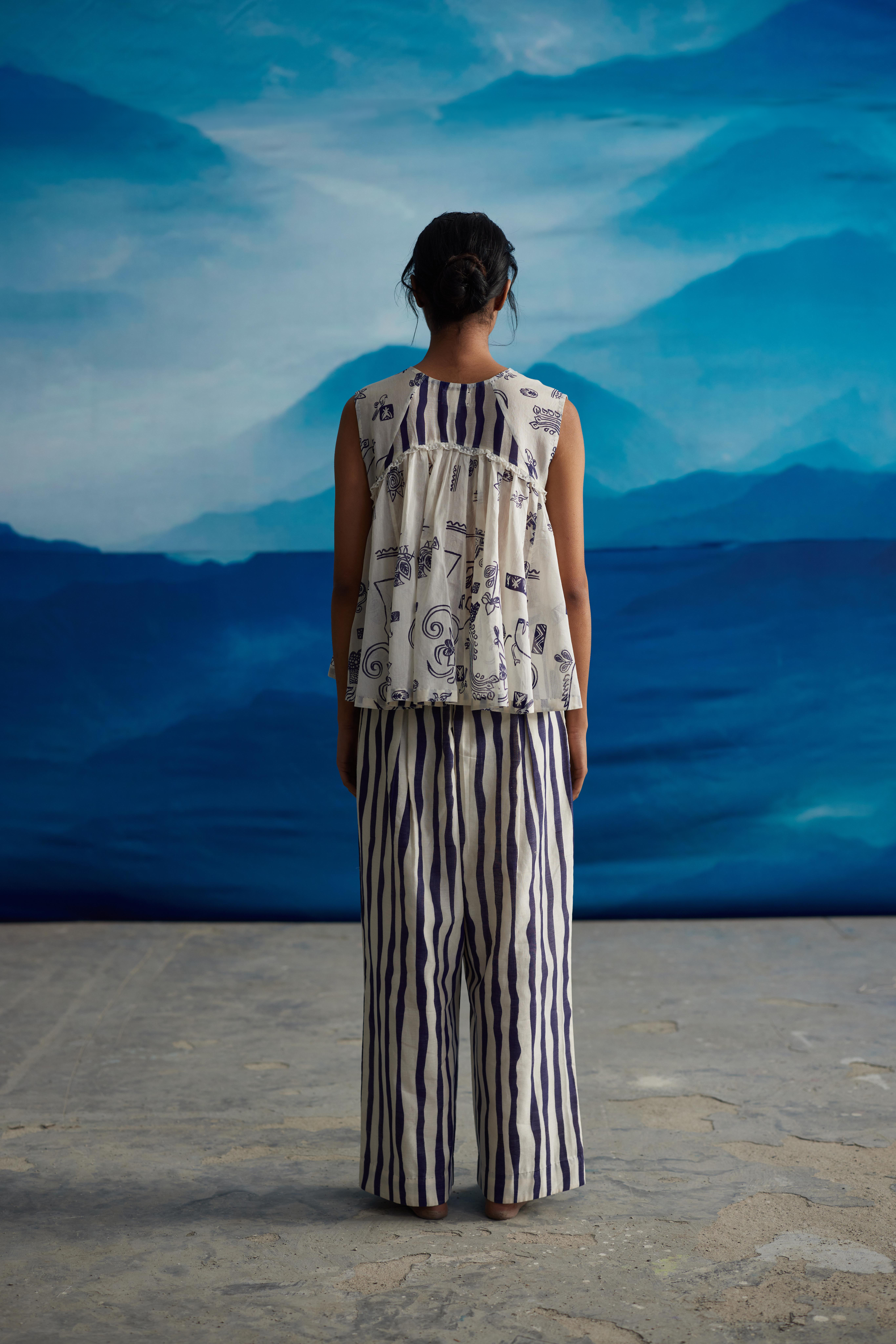 White Chanderi Tie-Up Blouse by Ahmev with Blouses at Kamakhyaa for sustainable fashion