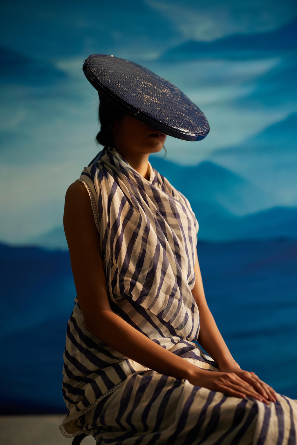 White Chanderi Saree With Tassels by Ahmev with at Kamakhyaa for sustainable fashion