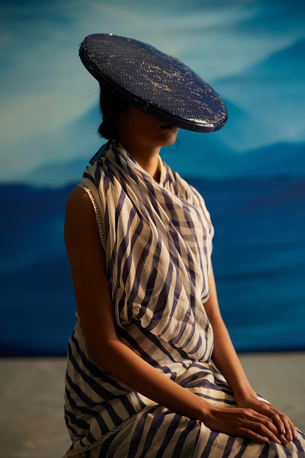 White Chanderi Saree With Tassels by Ahmev with at Kamakhyaa for sustainable fashion