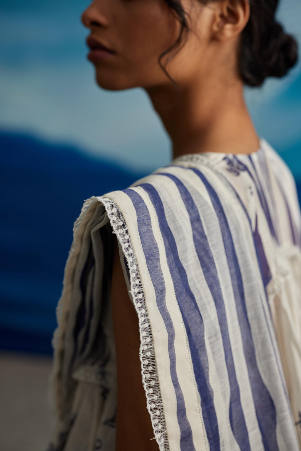 White Chanderi Saree With Tassels by Ahmev with at Kamakhyaa for sustainable fashion