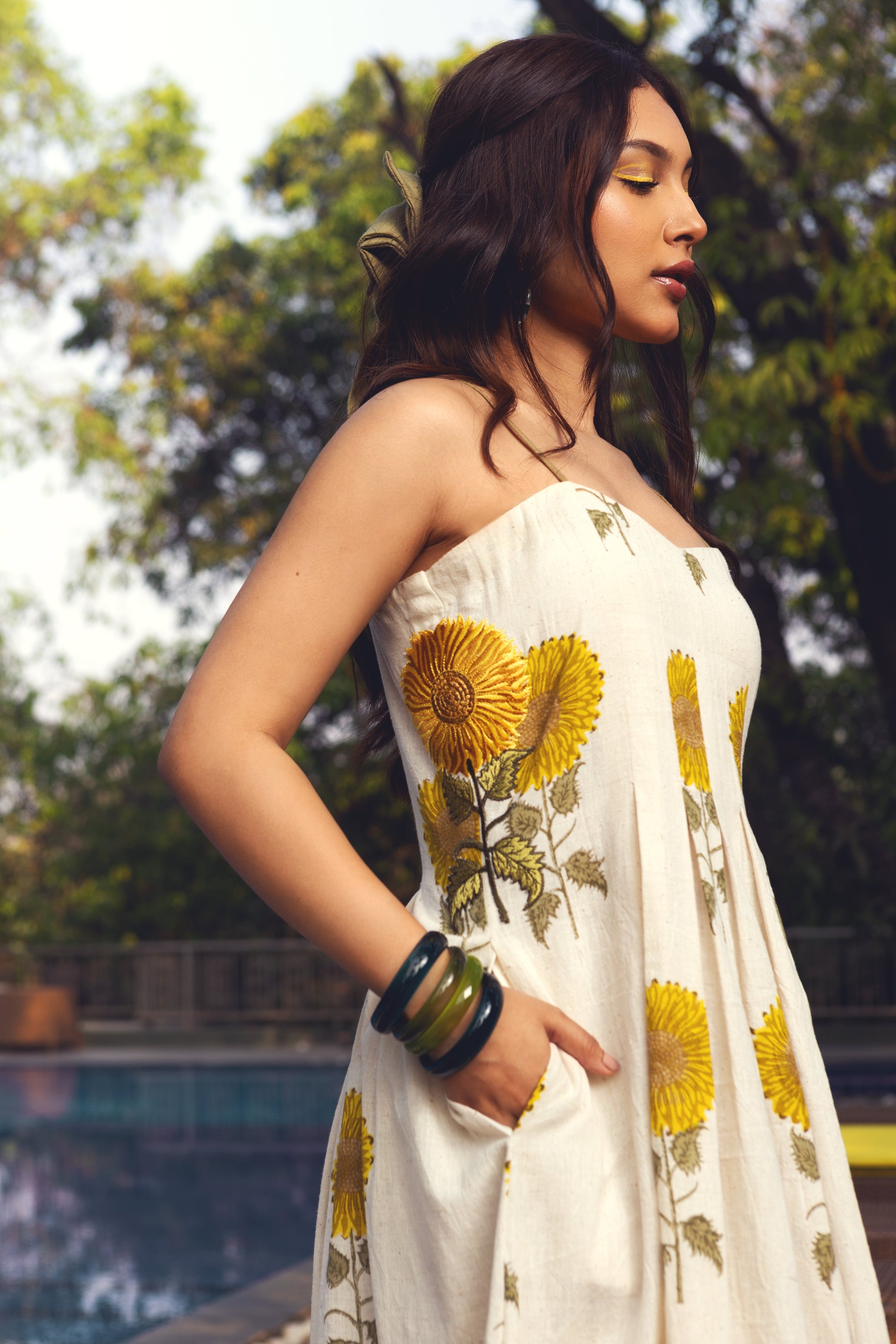 Sunshine Bliss Sundress by Akashii Clothing with Bloom, Dress at Kamakhyaa for sustainable fashion