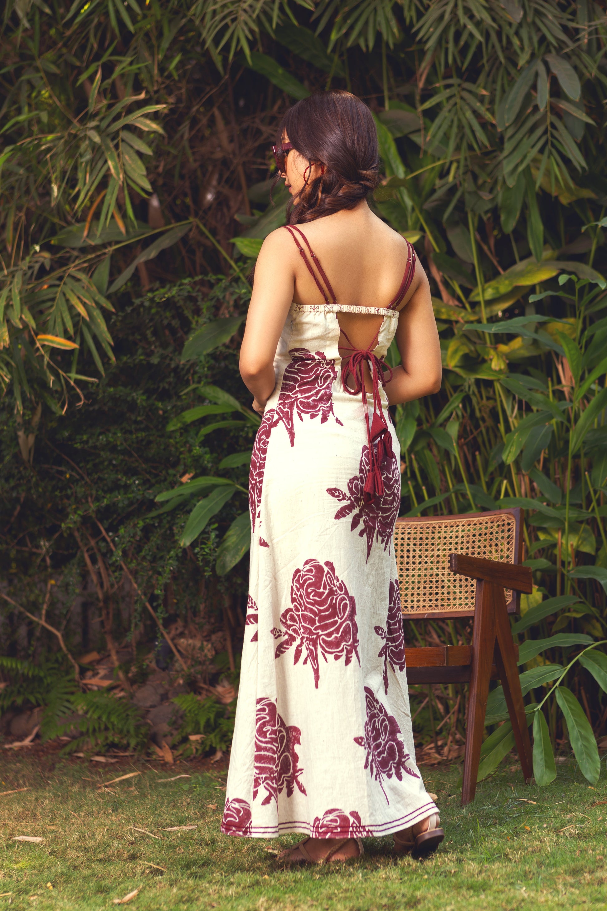 Mid Night Rose Dress by Akashii Clothing with Bloom, Dress at Kamakhyaa for sustainable fashion