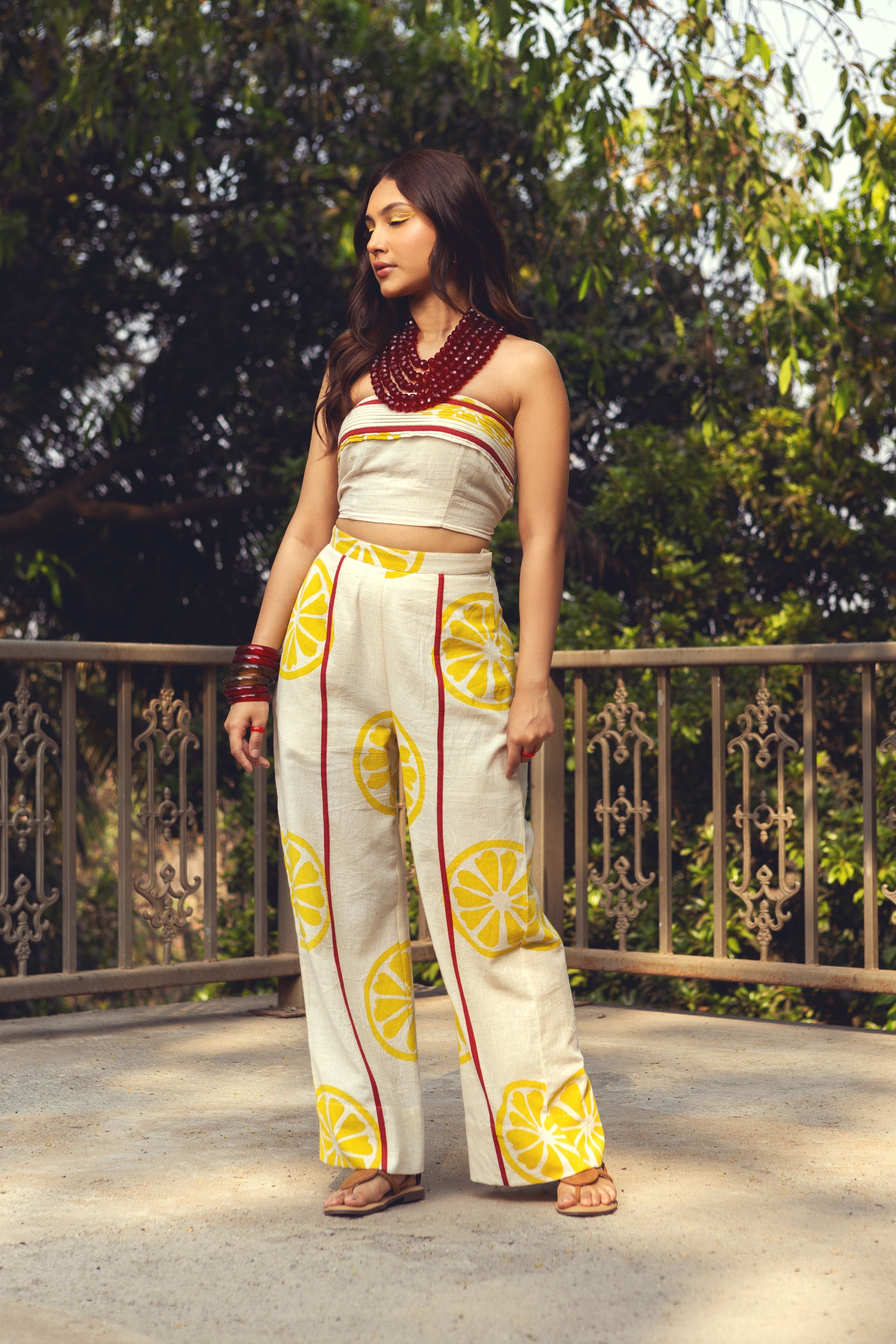 Limoncello Pants by Akashii Clothing with Bloom, Bottoms at Kamakhyaa for sustainable fashion