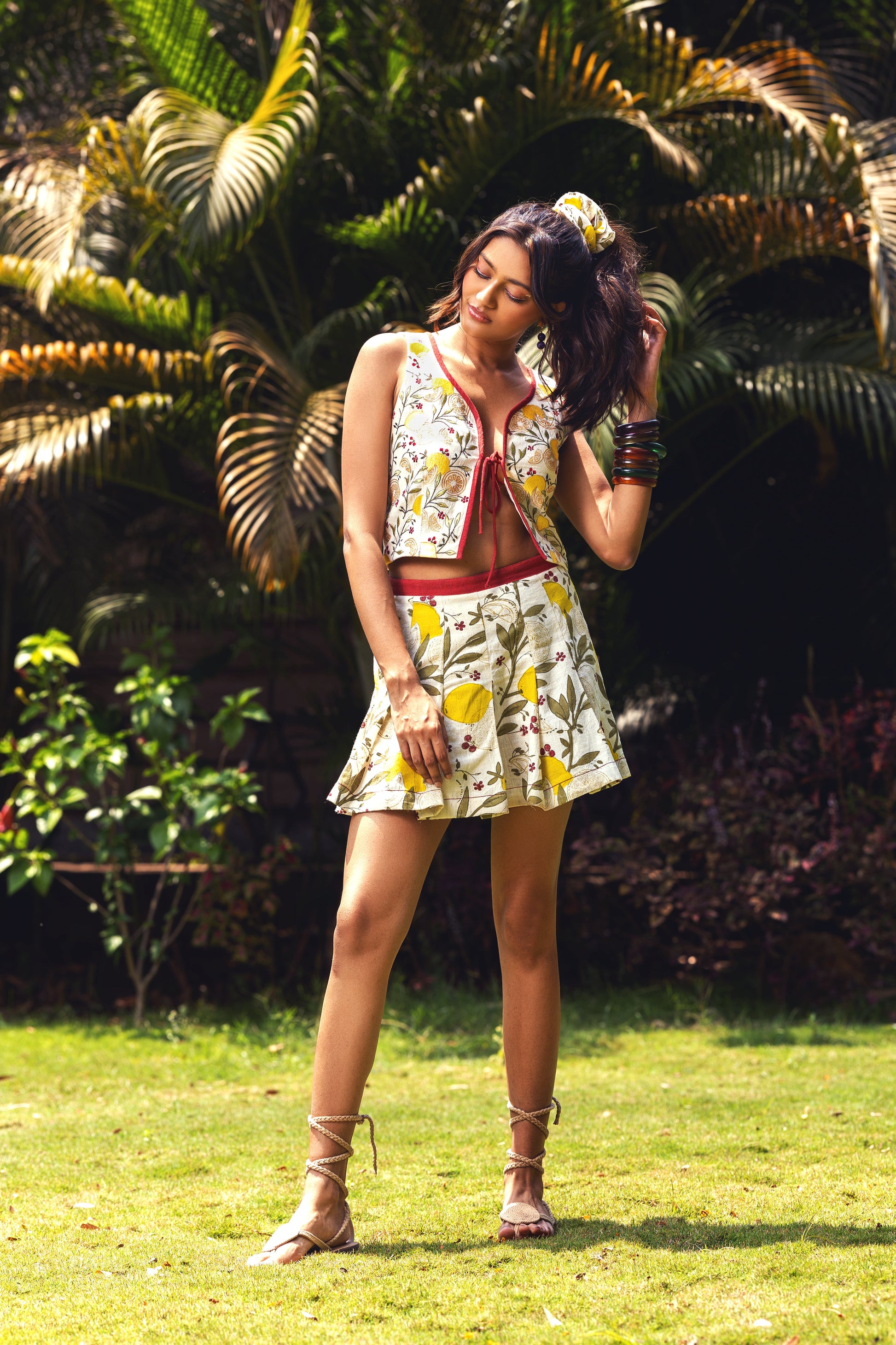 Lemon Drop Skirt by Akashii Clothing with Bloom, Bottoms at Kamakhyaa for sustainable fashion