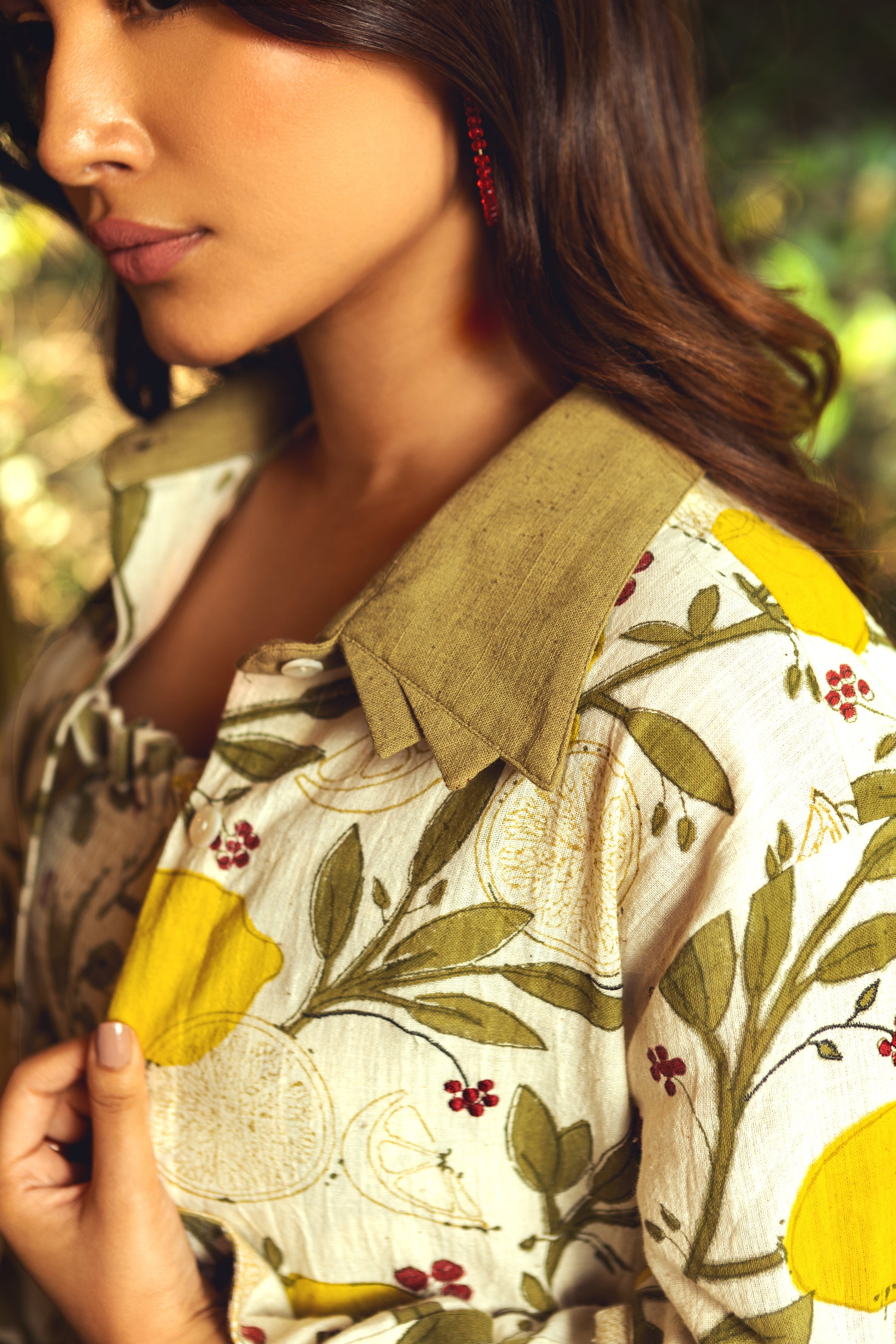 Lemon Leaf Shirt by Akashii Clothing with Bloom, Top at Kamakhyaa for sustainable fashion