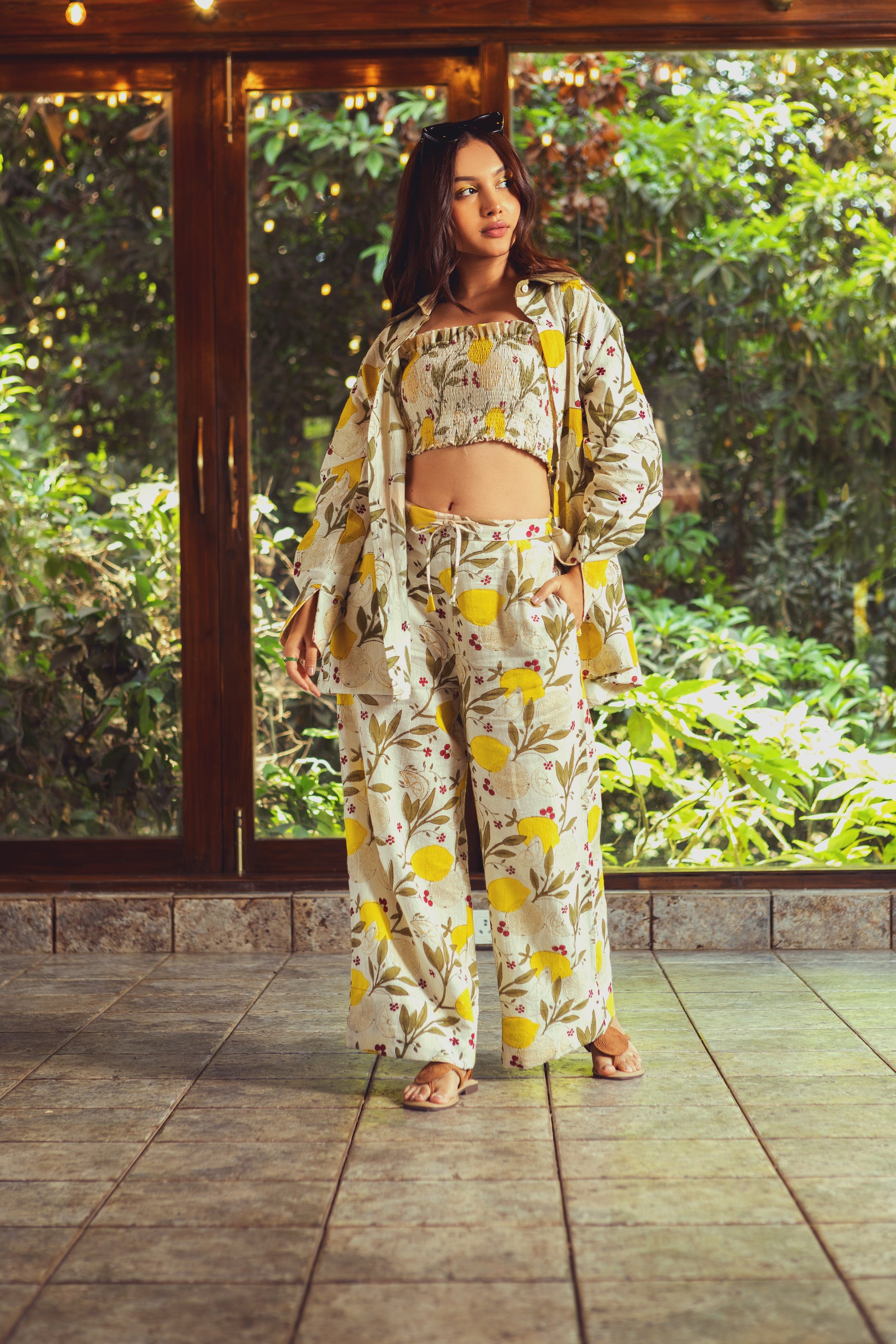 Lemon Leaf Pants by Akashii Clothing with Bloom, Bottoms at Kamakhyaa for sustainable fashion