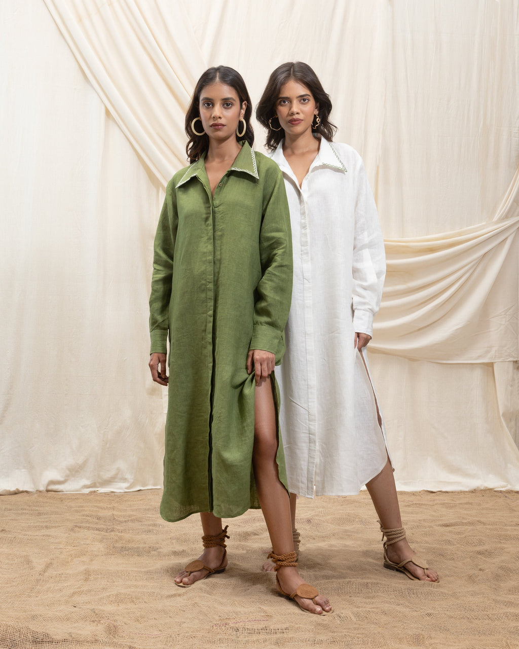 Button down shirt dress by Akashi Clothing with The Stamp Edit By Akashi Clothing at Kamakhyaa for sustainable fashion