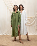 Button down shirt dress by Akashi Clothing with The Stamp Edit By Akashi Clothing at Kamakhyaa for sustainable fashion