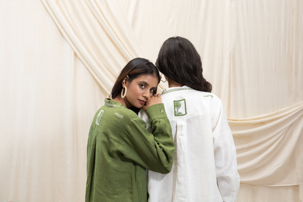 Button down shirt dress by Akashi Clothing with The Stamp Edit By Akashi Clothing at Kamakhyaa for sustainable fashion