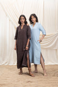 A-Line Maxi Dress with slit by Akashi Clothing with The Stamp Edit By Akashi Clothing at Kamakhyaa for sustainable fashion