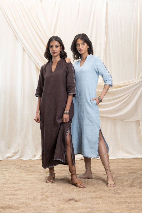 A-Line Maxi Dress with slit by Akashi Clothing with The Stamp Edit By Akashi Clothing at Kamakhyaa for sustainable fashion