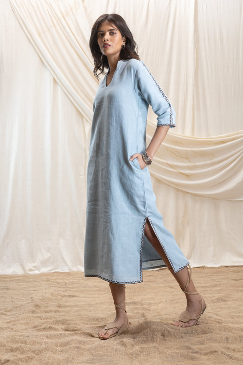 A-Line Maxi Dress with slit by Akashi Clothing with The Stamp Edit By Akashi Clothing at Kamakhyaa for sustainable fashion