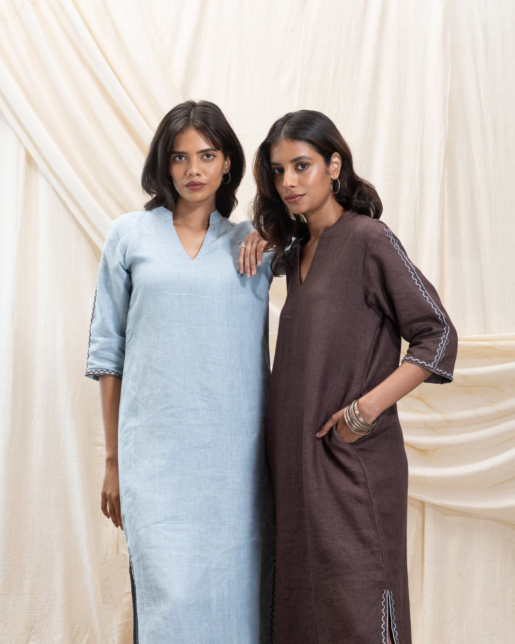 A-Line Maxi Dress with slit by Akashi Clothing with The Stamp Edit By Akashi Clothing at Kamakhyaa for sustainable fashion