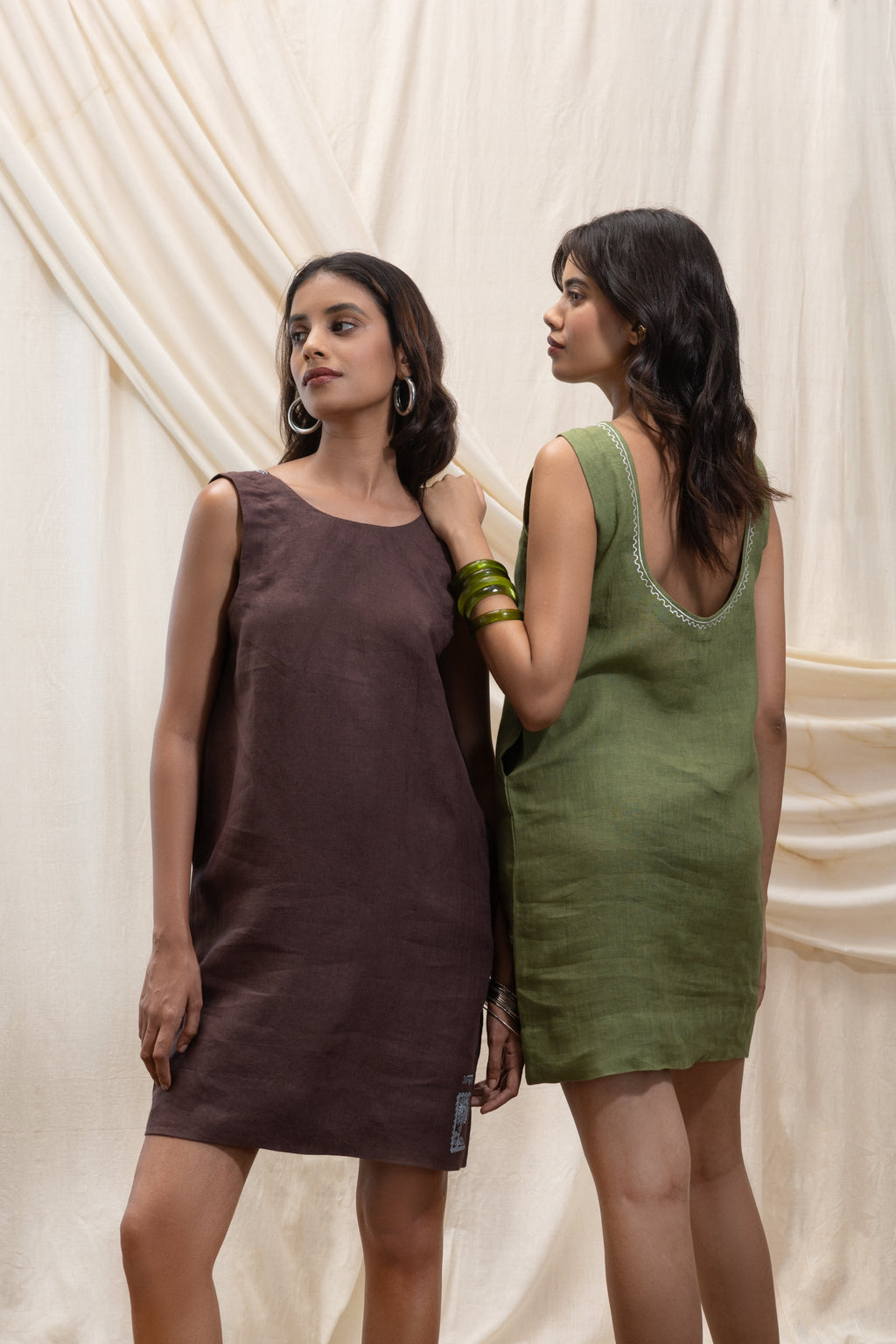 U - neck Shift Dress by Akashi Clothing with The Stamp Edit By Akashi Clothing at Kamakhyaa for sustainable fashion