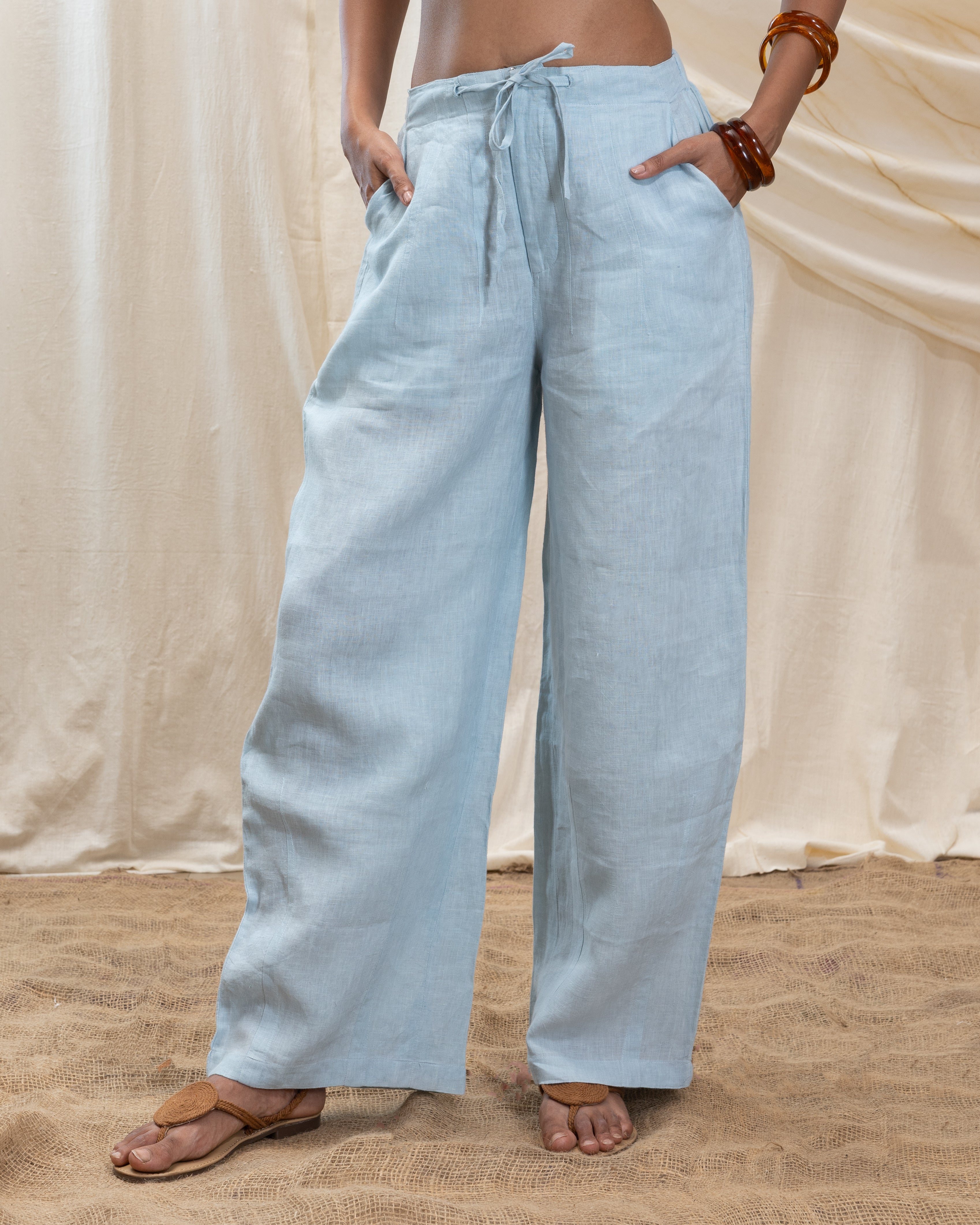 Pleated baggy pants by Akashi Clothing with The Stamp Edit By Akashi Clothing at Kamakhyaa for sustainable fashion